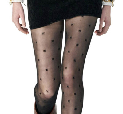 CHANEL BNIB BLACK CC LOGO TIGHTS RUNWAY PIECE SIZE M | eBay AU
