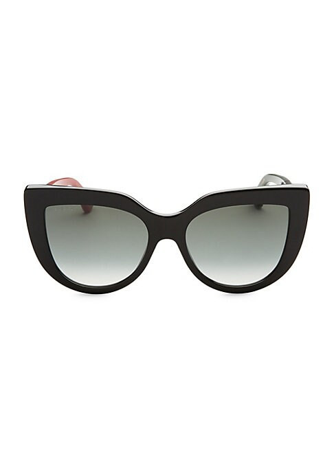 Gucci Women's 53MM Colorblocked Arm Cat Eye Sunglasses - Black | Saks Fifth Avenue