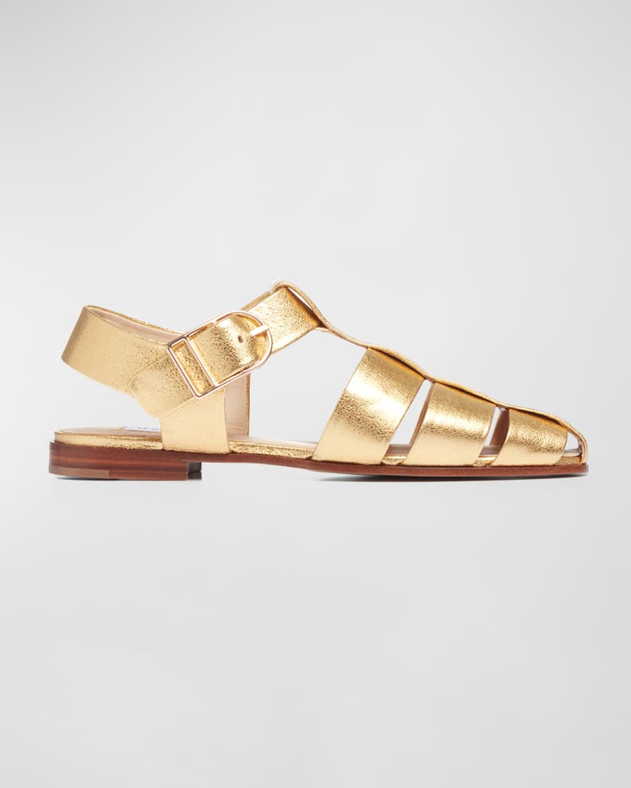 Gabriela Hearst Lynn Metallic Fisherman Sandals | Neiman Marcus