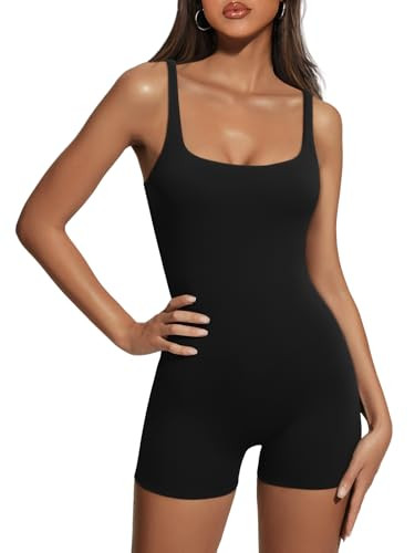 AUTOMET Womens Jumpsuits Shorts Rompers Workout Dressy Casual One Piece Bodysuits Jumpers Yoga Summer Fashion Vacation Outfits Clothes 2026 Black XL | Amazon (US)
