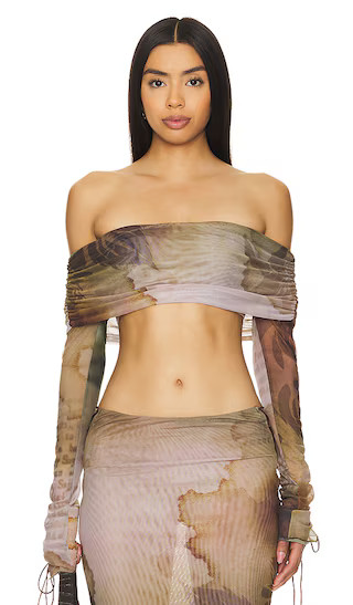 Lace Up Fold Over Top in Multi | Revolve Clothing (Global)