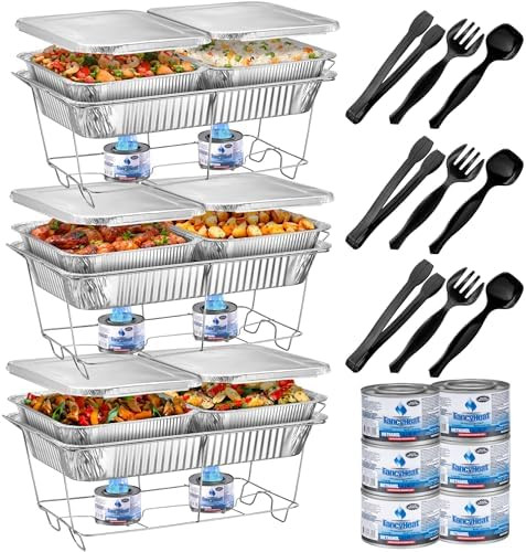 Disposable Chafing Dish Buffet Set, Food Warmers for Parties, Complete 33 Pcs of Chafing Servers ... | Amazon (US)