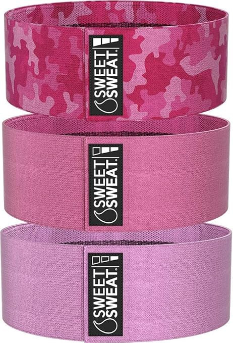 Sweet Sweat Hip Bands and Resistance Set with 3 Levels of Resistance | Non-Slip Fabric Booty Band... | Amazon (US)