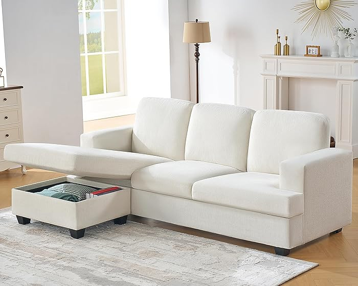 VanAcc 88 Inch Reversible L Shape Sofa, Convertible Sofa with Storage, L Shape Couch with Chaise,... | Amazon (US)