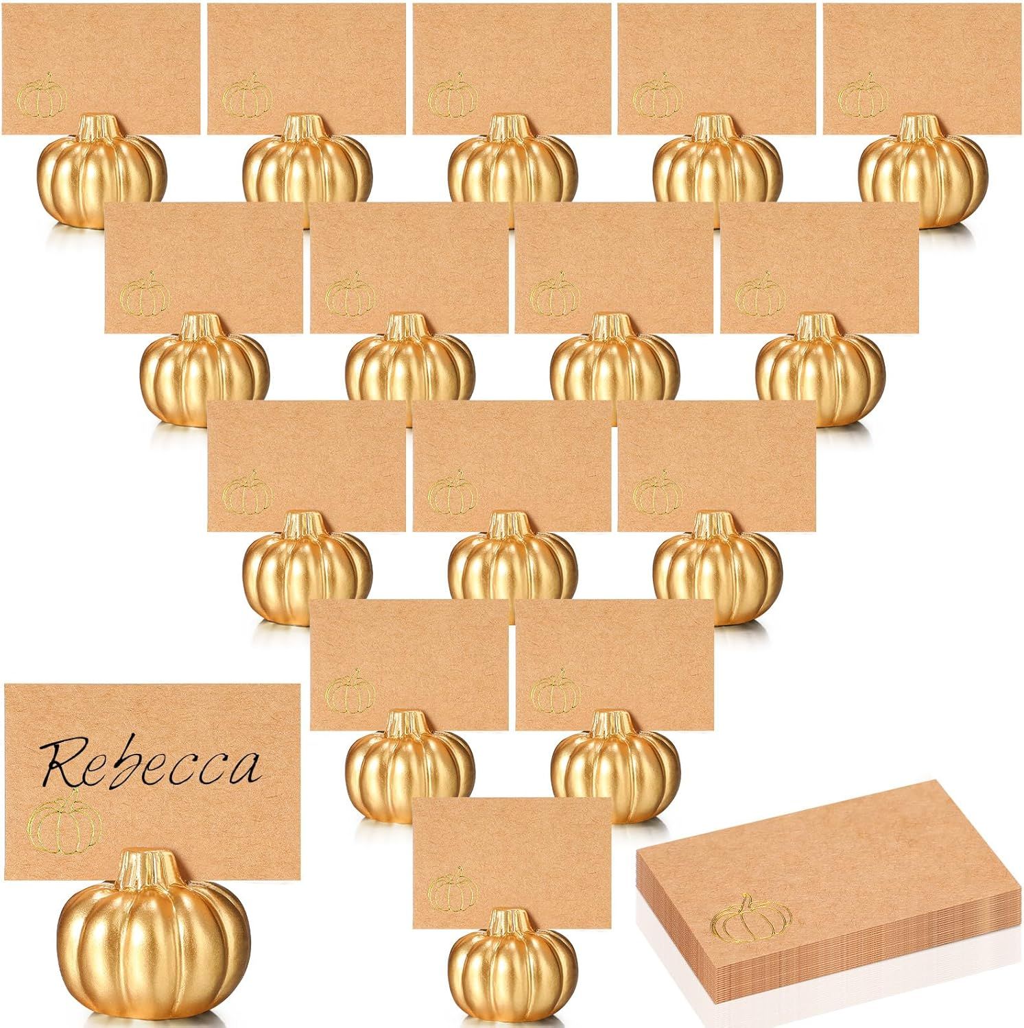 Yaomiao 16 Pcs Thanksgiving Table Decor Fall Card Holder Pumpkin Place Card Holder Mini Table Num... | Amazon (US)