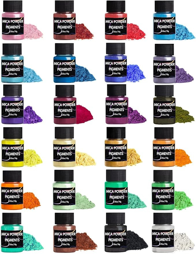 Mica Powder, 24 Colors Pearlescent Pigment Powder for Epoxy Resin, 240g Pearl Pigment Set​​ f... | Amazon (US)