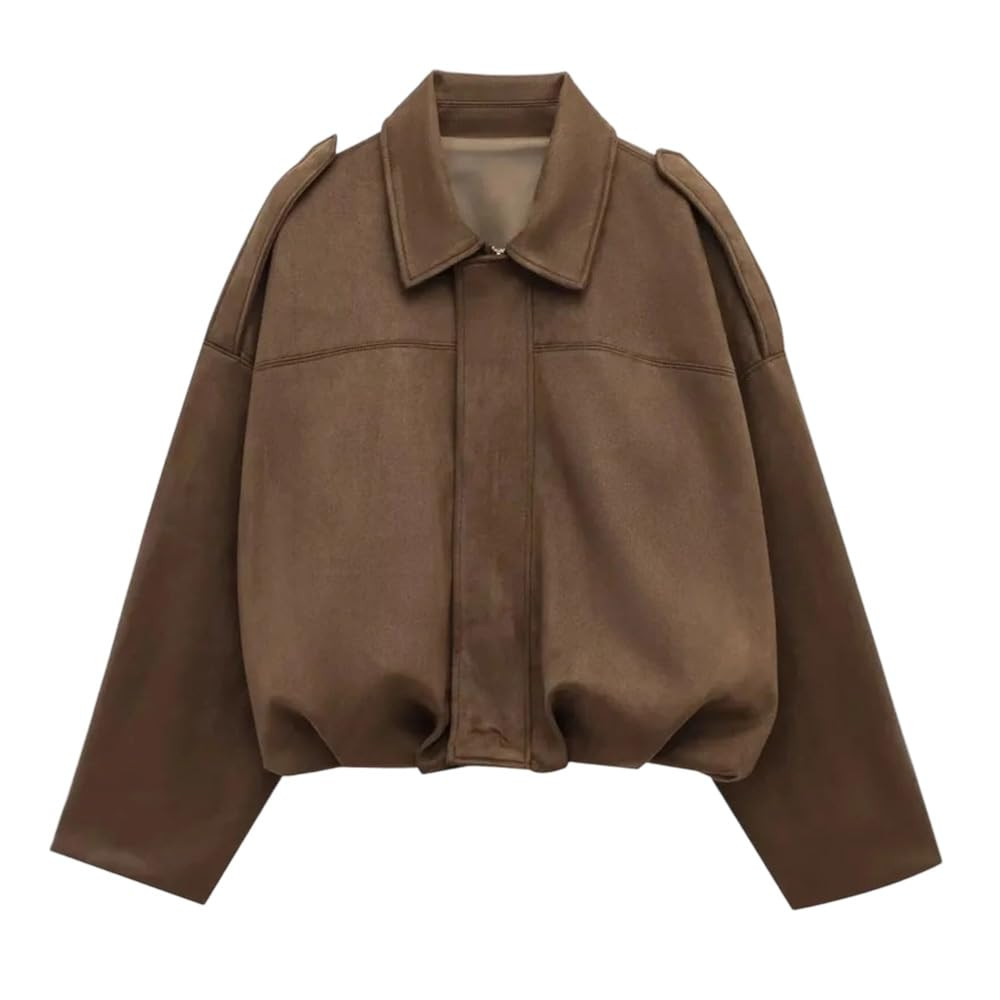 Jacke Damen, Kurze Blouson Jacke Casual Pilotenjacke Kurze Lederjacke im Casual Look Wildlederjac... | Amazon (DE)