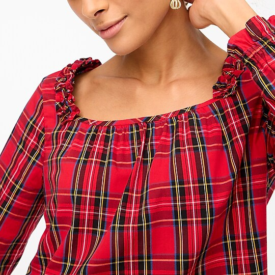 Cotton poplin squareneck ruffle top | J.Crew Factory