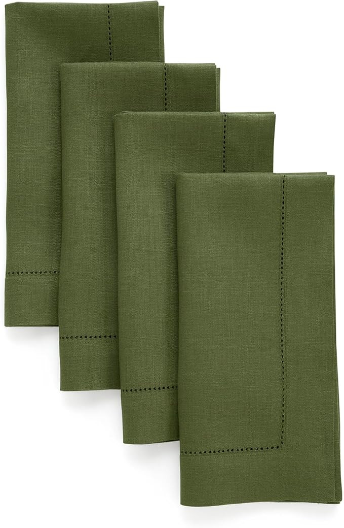 Solino Home Linen Cloth Napkins Set of 4-100% Pure Linen Olive Dinner Napkins 20 x 20 Inch - Clas... | Amazon (US)