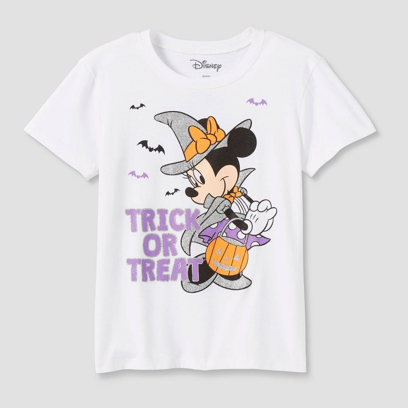Girls' Disney Minnie Mouse Halloween Short Sleeve Graphic T-Shirt - White | Target