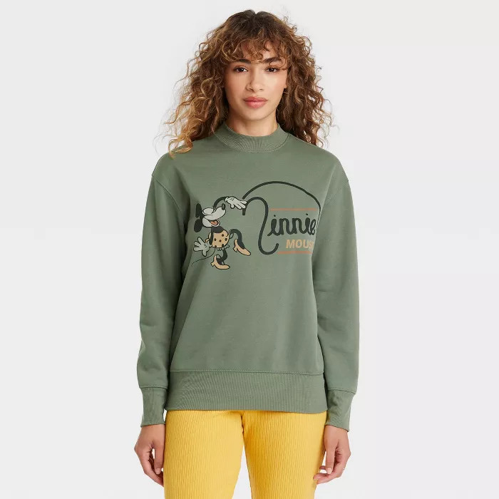 Women's Disney Minnie Mouse Graphic Sweatshirt - Green | Target
