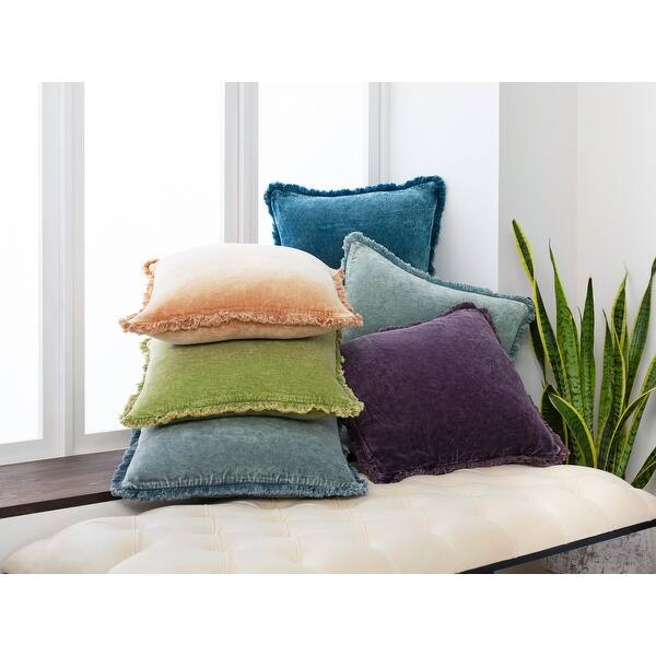 Surya Wasco Cotton Velvet Fringe 18-inch Throw Pillow | Bed Bath & Beyond