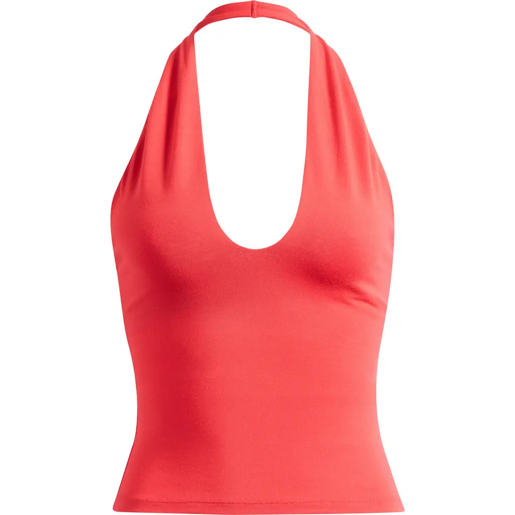 SKIMS Smooth Layers Halter Top in Carmine at Nordstrom, Size Medium | Nordstrom