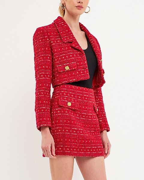 Endless Rose Premium Tweed Mid Rise Mini Skirt | Express