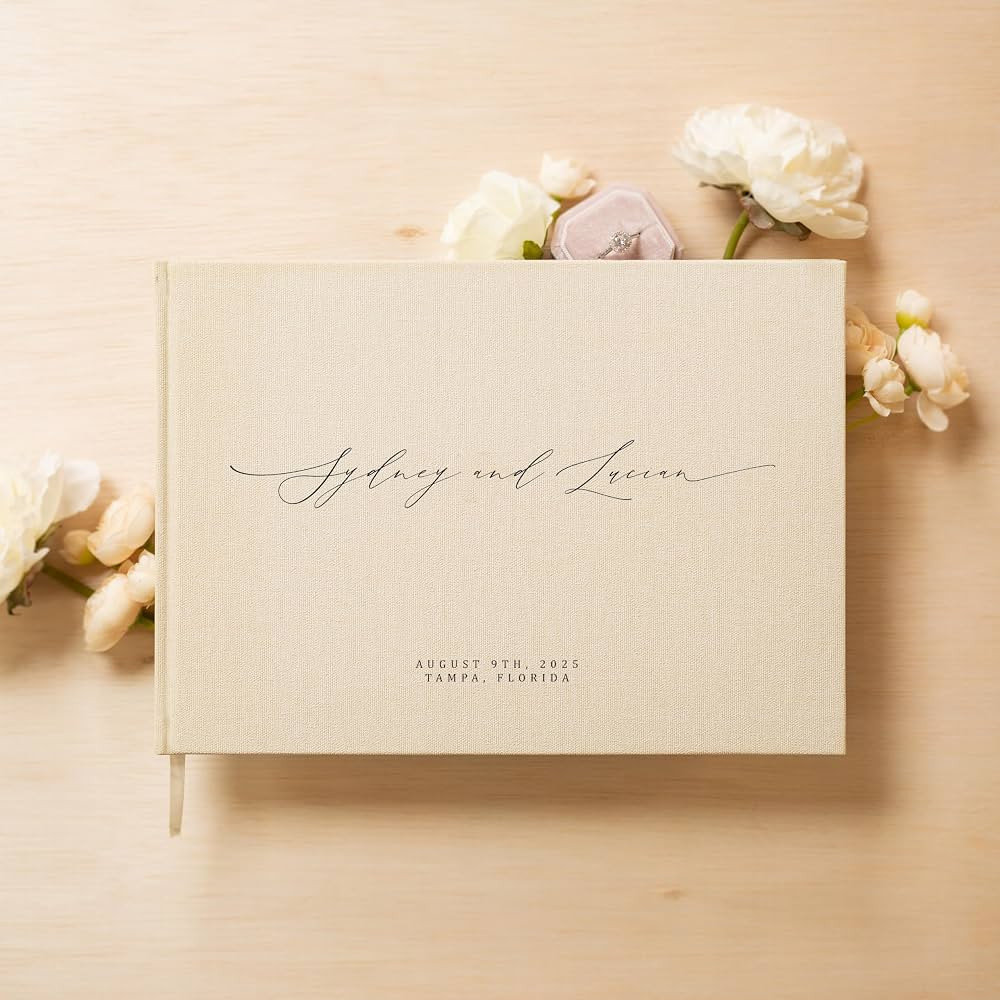 MUUJEE Personalized Guestbook in Cream - Premium Custom Modern Guest Book for Wedding Reception, ... | Amazon (US)