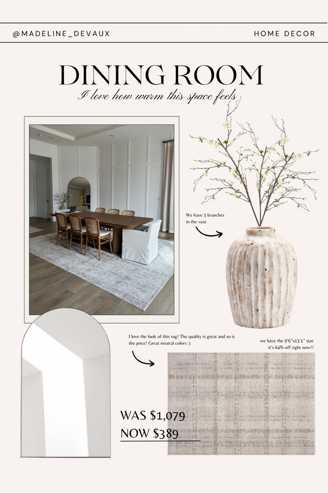 Dining room rug is on major sale right now! Lighter in person than the product photos in my opinion - I love it! So warm and great neutral colors. #homedecor 

#LTKhome #LTKsalealert