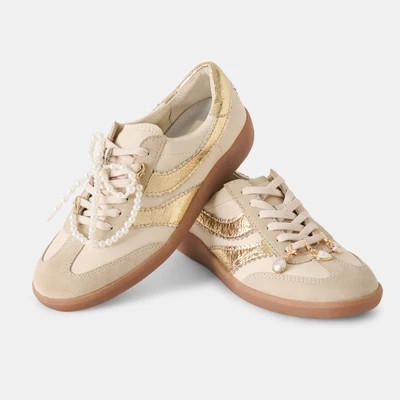 Merit Sneakers White Gold Leather + Pearl Charm Bundle By Dolce Vita | DolceVita.com