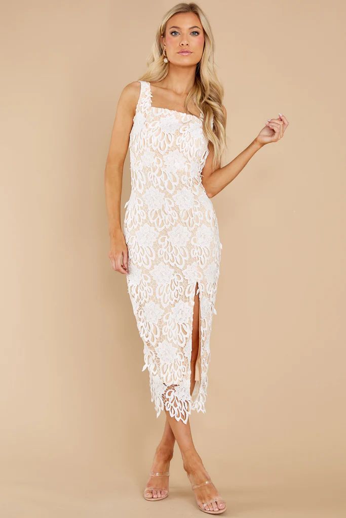 Own The Room Ivory Lace Midi Dress | Red Dress 