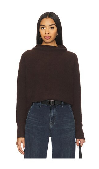 Vince Boiled Funnel Neck Pullover in Brown. - size L | Revolve Clothing (Global)