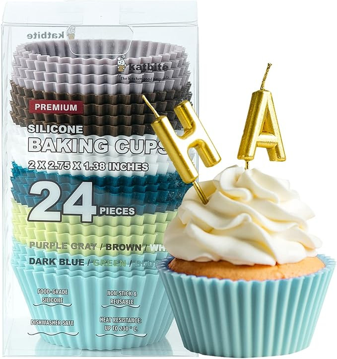 Katbite Silicone Cupcake Baking Cups 24 Pack, Heavy Duty Silicone Baking Cups, Reusable & Non-Sti... | Amazon (CA)