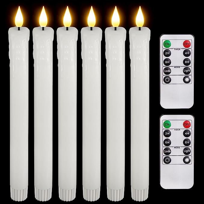 Homemory Real Wax LED Flameless Taper Candles with Remote Timer, 9.6 Inches Ivory Flameless Candl... | Amazon (US)