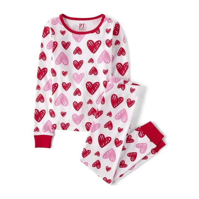 The Children's Place Toddler Girls Heart Long Sleeve Top and Pant 2-Piece Pajama Set, Sizes 2T-5T... | Walmart (US)