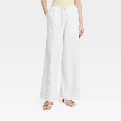 Women's High-Rise Wide Leg Linen Pull-On Pants - A New Day™ | Target
