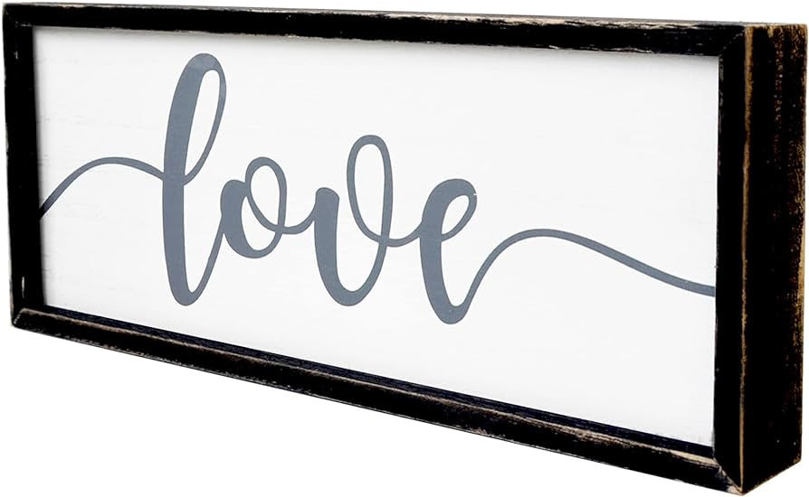 Buecasa Rustic Love Freestanding Sign Home Decor for Living Room - Farmhouse Framed Love Wall Art... | Amazon (US)