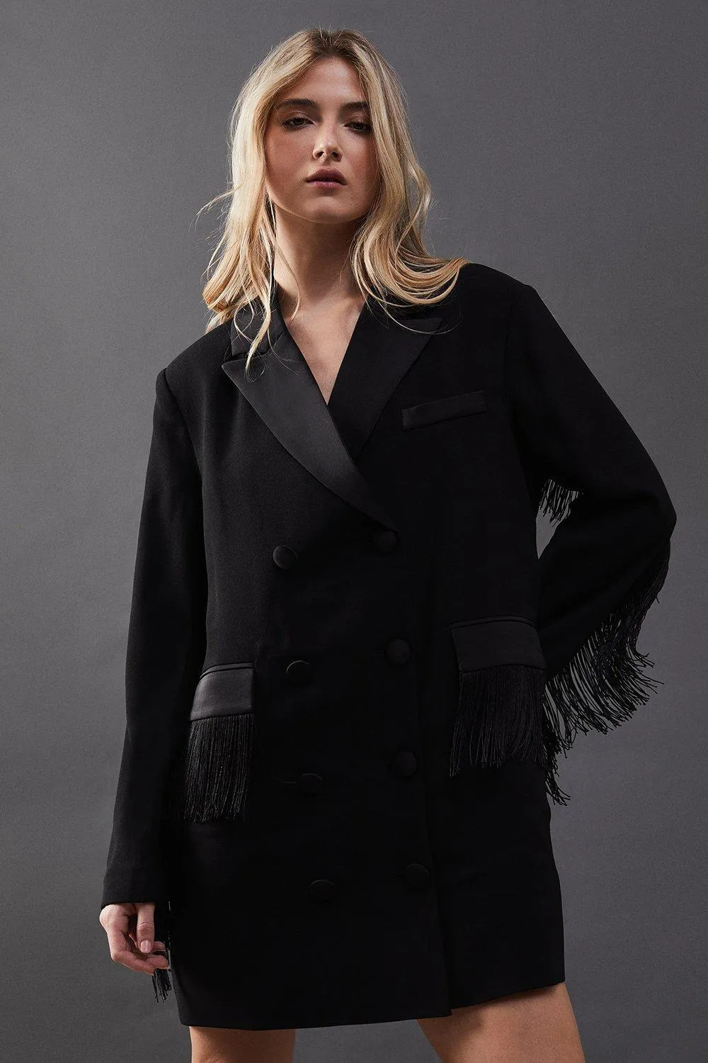 Premium Fringe Double Breast Blazer Dress | Debenhams UK