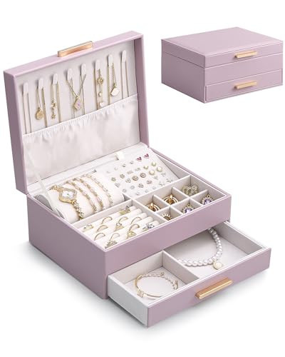 Lolalet 2-Layer Jewelry Box Organizer Holder for Women Girls Mom -Purple | Amazon (US)