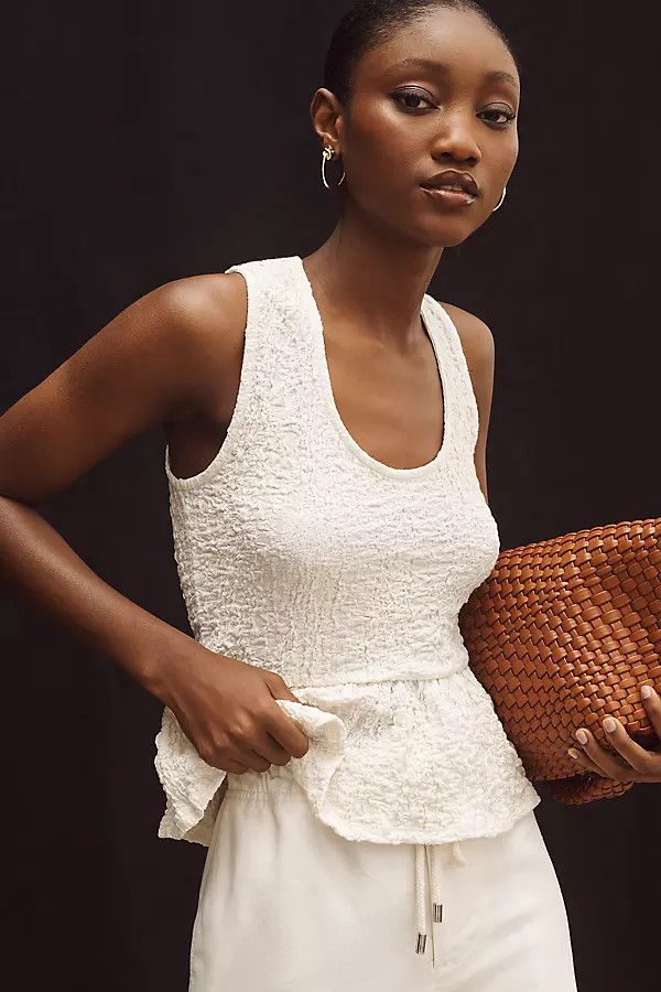 Maeve Textured Peplum Tank Top | Anthropologie (US)