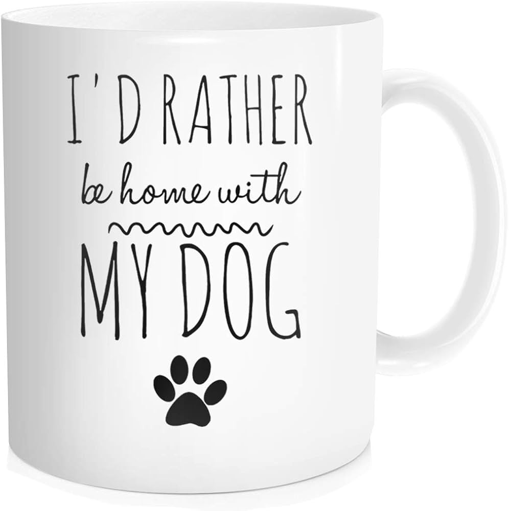 Hasdon-Hill I'd Rather Be Home With My Dog Coffee Mug, Dog Lover Mug, Dog Mom Tea Cup, Funny Gift... | Amazon (US)