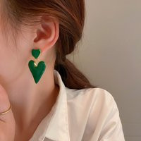 Green Heart Earrings, Drop Dainty Cute Girl Gift For Her | Etsy (US)