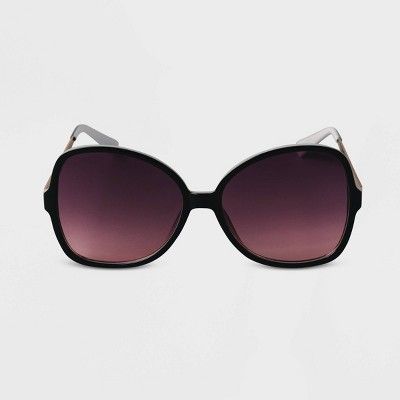 Women's Oversized Angular Butterfly Sunglasses - A New Day™ Black | Target
