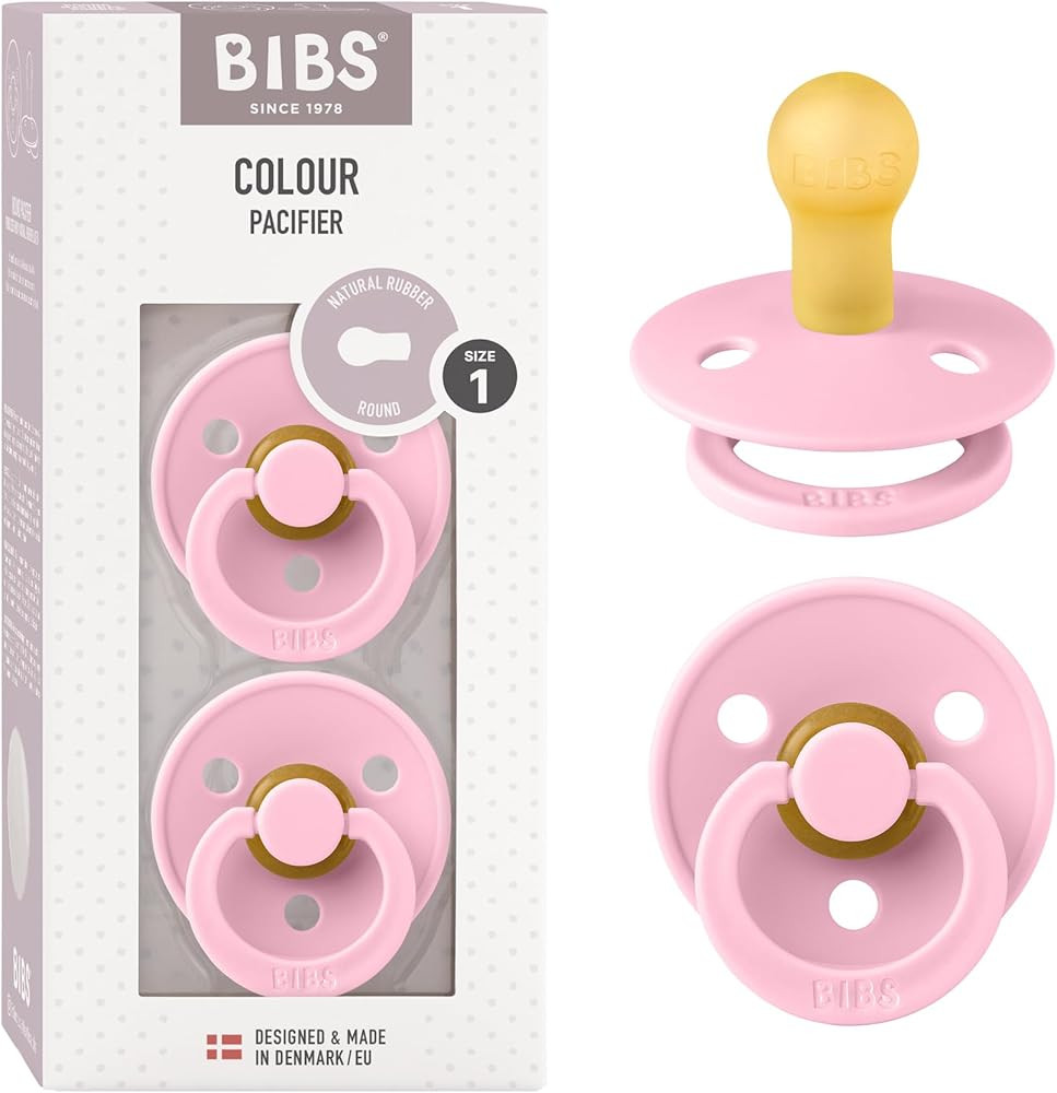 Bibs Colour Pacifier 2-Pack | BPA Free Soother, Round Nipple. Natural Rubber Latex, | Amazon (US)