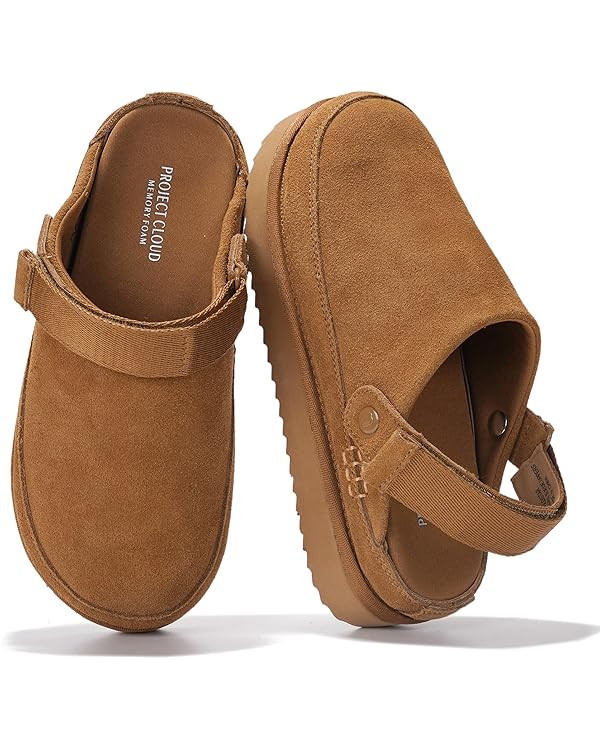 Project Cloud Genuine Leather Clogs for Women - Memory Foam Womens Clogs & Mules with Adjustable ... | Amazon (US)