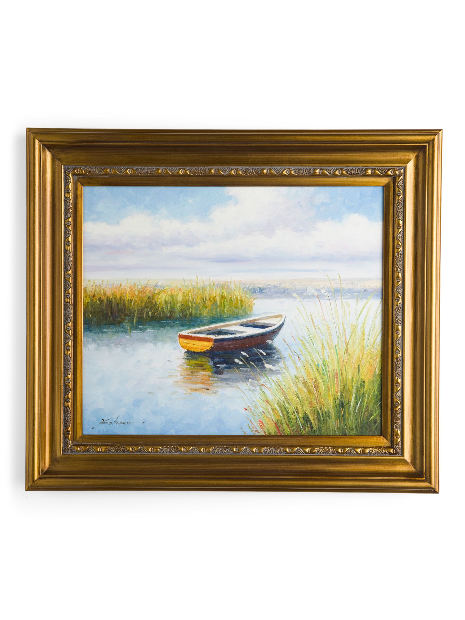 24x20 Marsh Boat Ornate Framed Wall Art | TJ Maxx