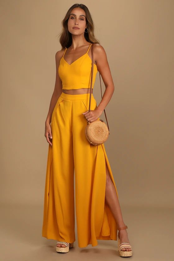 Out Tonight Mustard Yellow Two-Piece Jumpsuit | Lulus