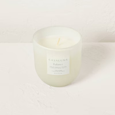 Balance Core Frosted Glass Wellness Jar Candle White 12oz - Casaluna™: Soy & Coconut Wax, 55hr Burn Time, Bamboo-Lotus Scent | Target