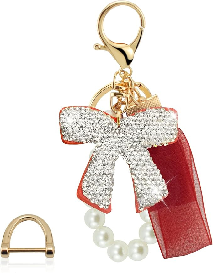 Tassel Bow-Knot with Pearl Keychain Accessory, a Bow Charm for Purse or Bag Ornament for Girls an... | Amazon (US)