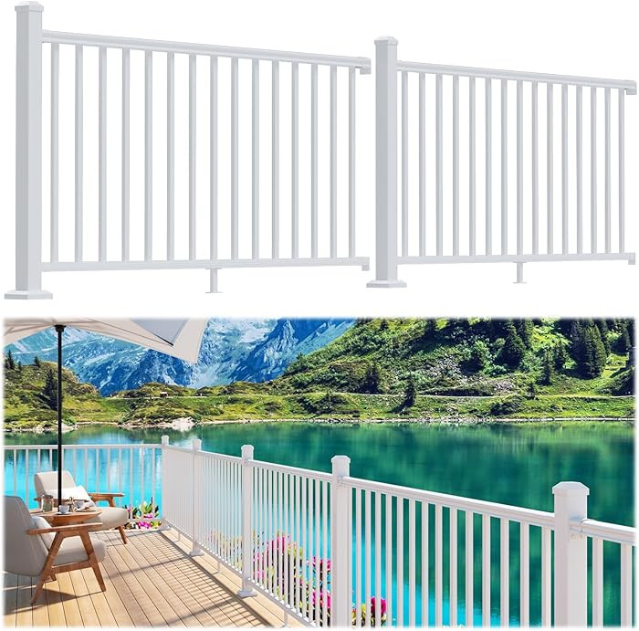 Egadis 2 Pack 36 in. H x 6 ft. W Porch and Deck Railing Kit, Aluminum Railling Kit, White Outdoor... | Amazon (US)