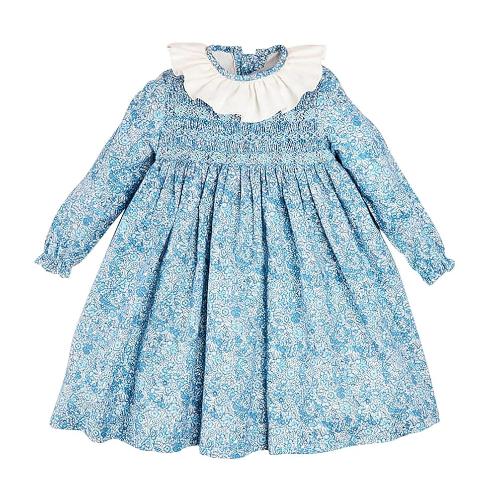 Twoflower Girls Vintage Autumn Long Sleeve Smocking Clothing Kids Toddler Hand Embroidery Floral ... | Amazon (US)