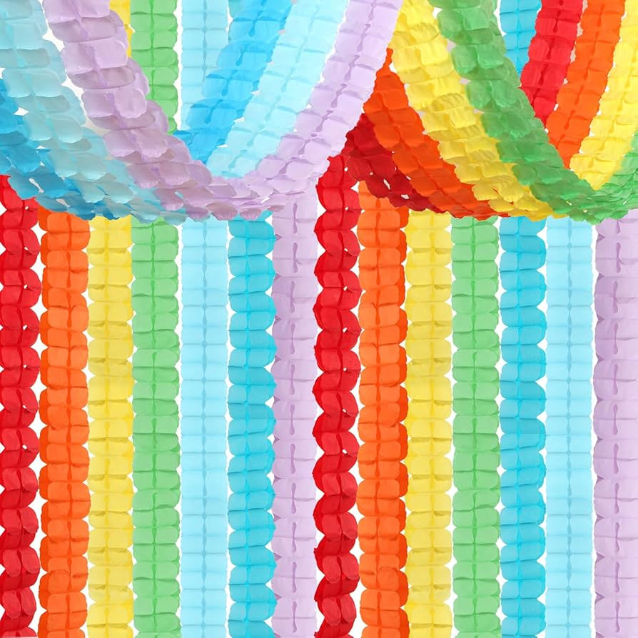 Rainbow Red-Orange Green-Blue Purple Streamers Garland - 12pcs Colorful Theme Party-Decorations,4... | Amazon (US)