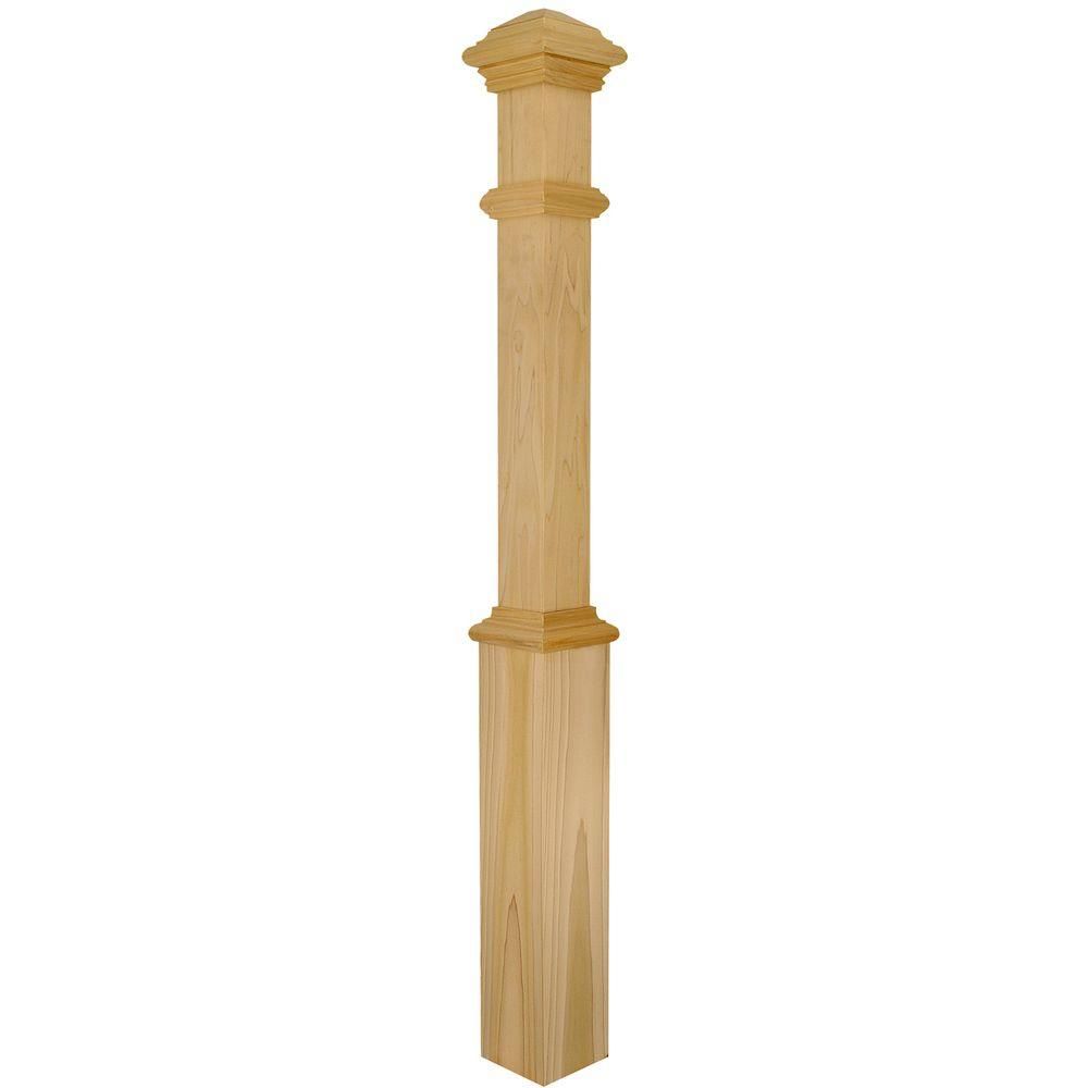 Stair Parts 55 in. x 5 in. Unfinished Poplar Box Newel-4191P-056-HD00L - The Home Depot | The Home Depot