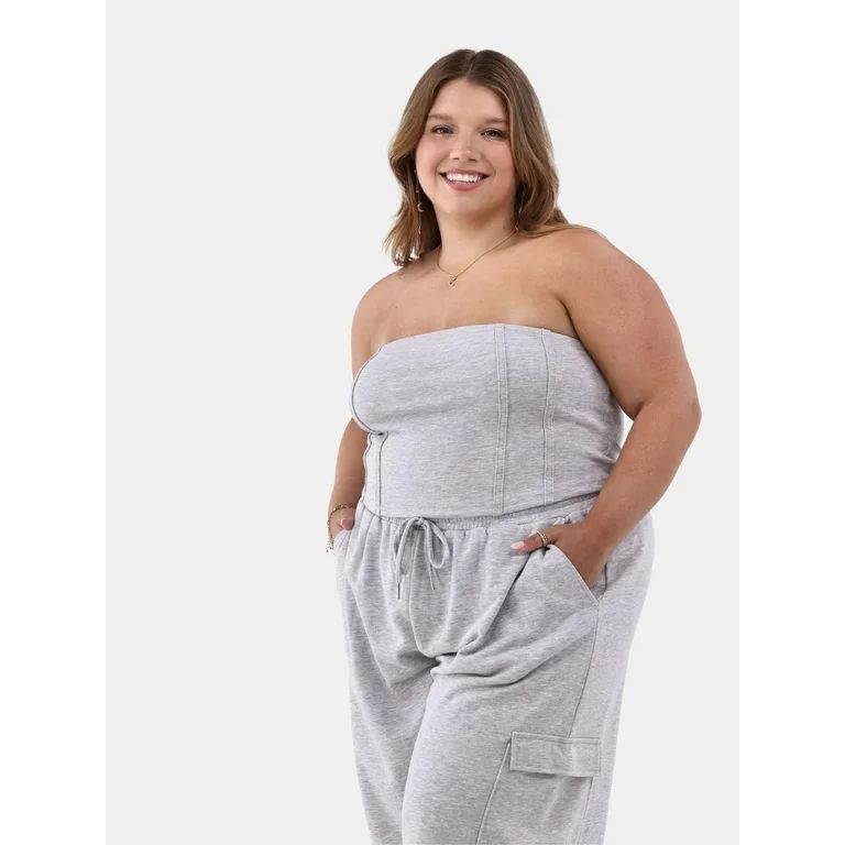 No Boundaries Tube Top and Sweatpants Set, 2 Piece, Women’s and Women's Plus | Walmart (US)