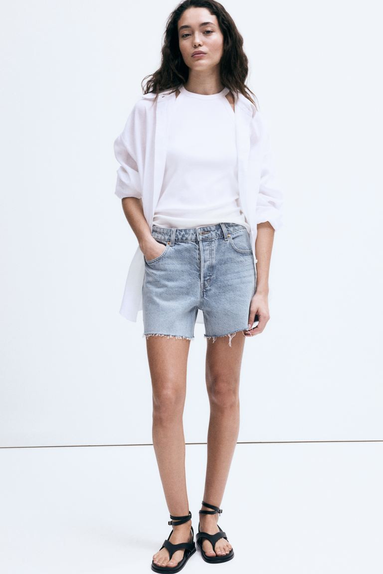 Denim Shorts - Regular waist - Short - Denim blue - Ladies | H&M US | H&M (US + CA)