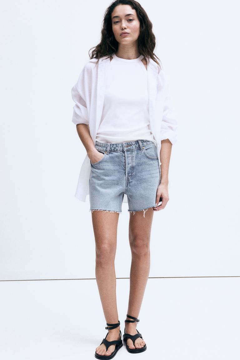 Denim Shorts - Regular waist - Short - Light denim blue - Ladies | H&M US | H&M (US + CA)