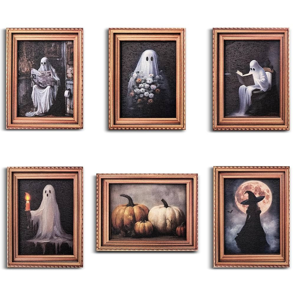 Halloween Fridge Magnet Ghost Reading Witch Pumpkin 3D Magnets Art Frame Designs Decorations for ... | Amazon (US)