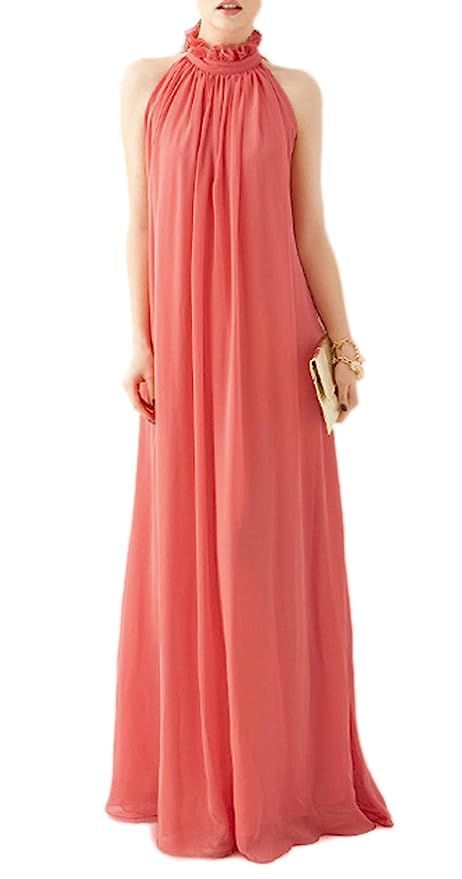 VSVO Women Halter Neck Sleeveless Chiffon Maxi Dresses | Amazon (US)