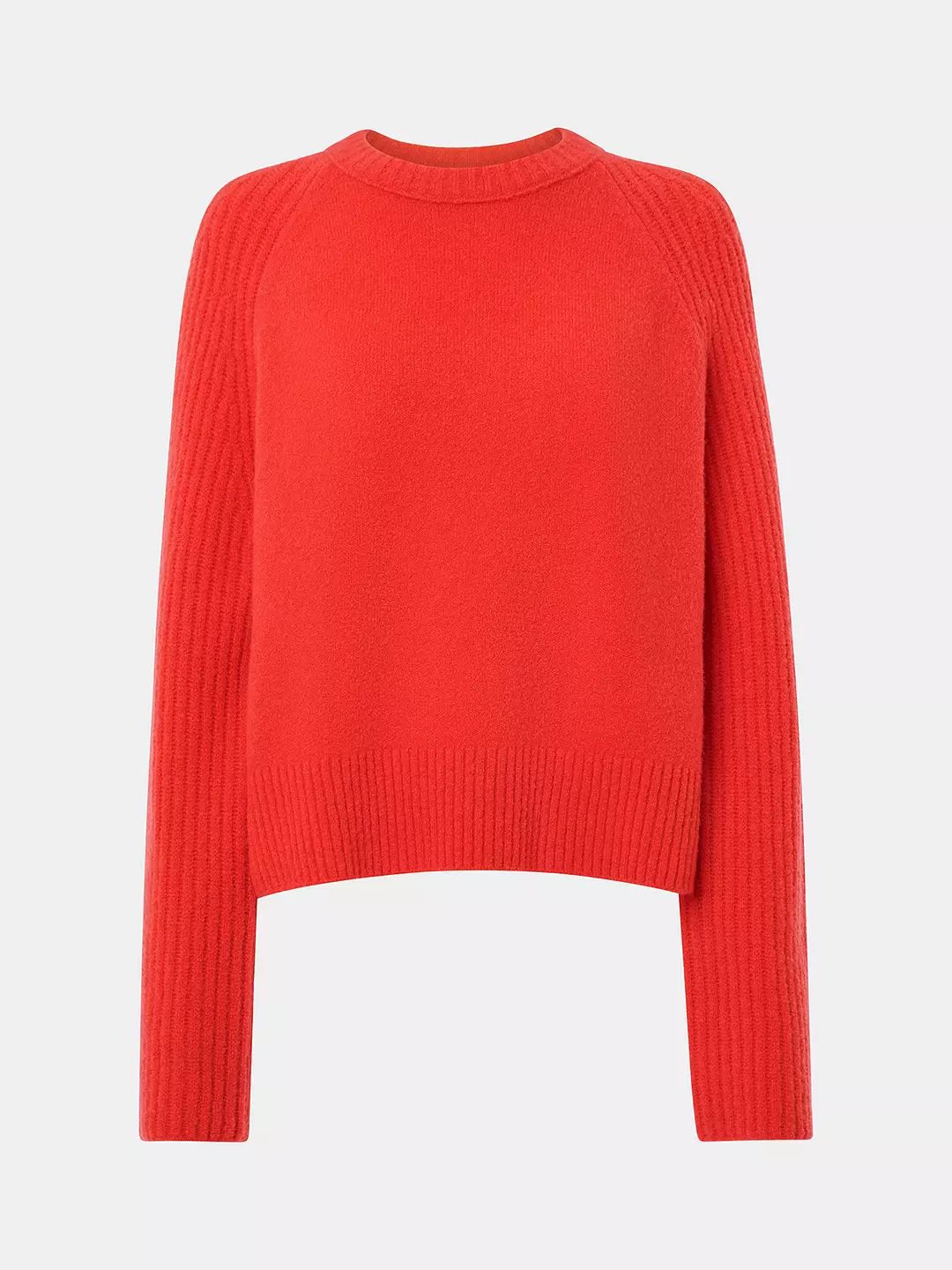 Whistles Anna Wool Blend Crew Neck Jumper, Red | John Lewis (UK)